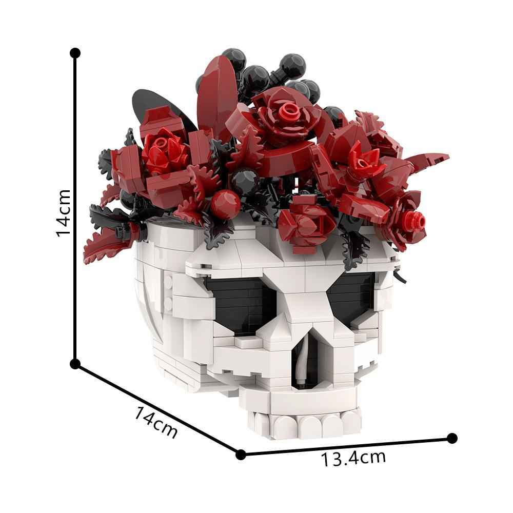 Compatible with Small-Particle MOC Sets, Halloween Skull and Flower Building Block Ornament