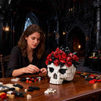 Compatible with Small-Particle MOC Sets, Halloween Skull and Flower Building Block Ornament
